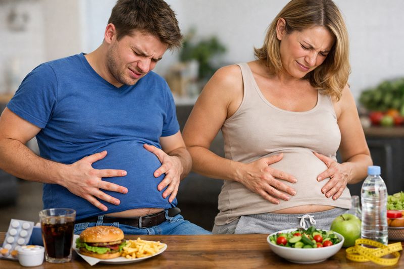 Barriga grande e estufada